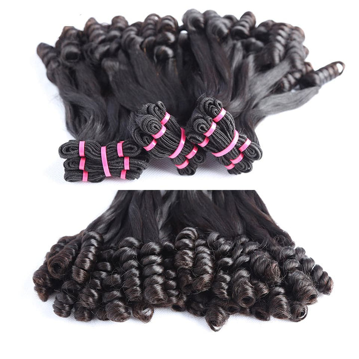 10A Straight Funmi Curly 4 Human Hair Bundles With 13x4 HD Lace Frontal Virgin Hair