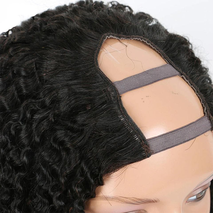 Kinky Curly U Part Glueless Perruques de cheveux humains Cheveux vierges brésiliens pour les femmes noires