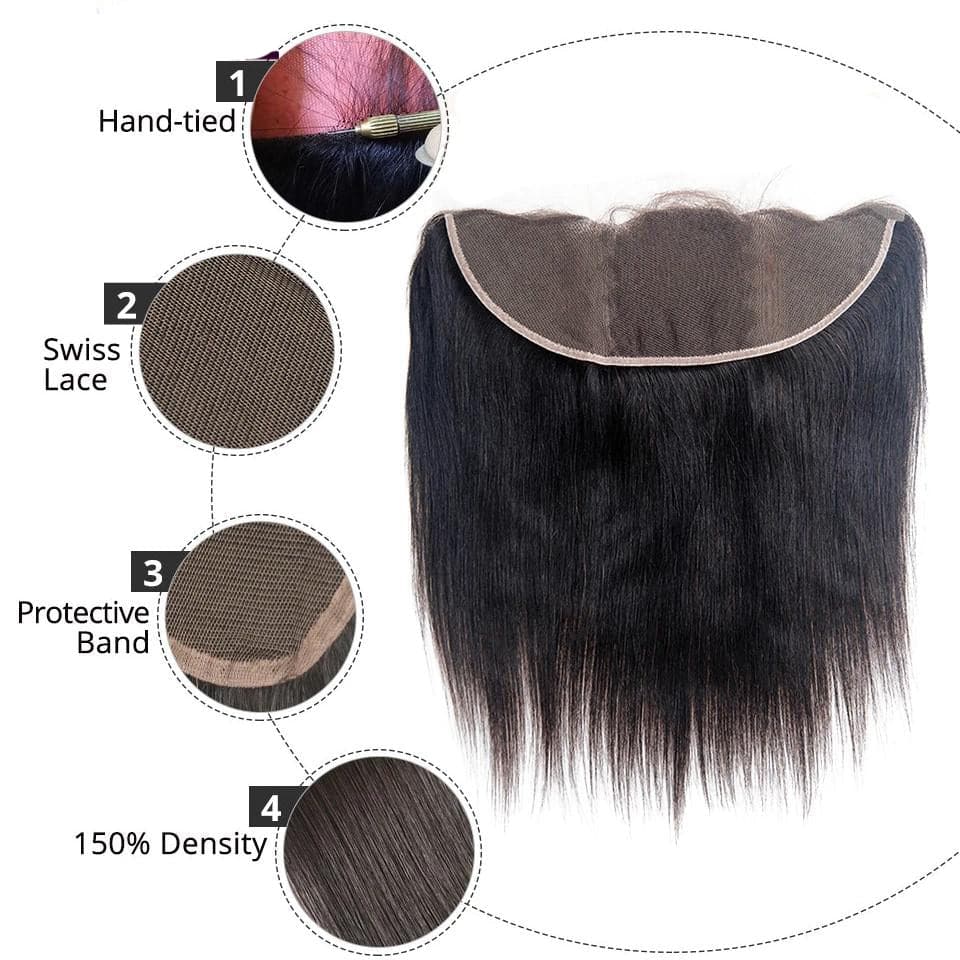 Straight 3 Bundles With 13x4 Lace Frontal / 4X4 Lace Closure 100% Human Hair