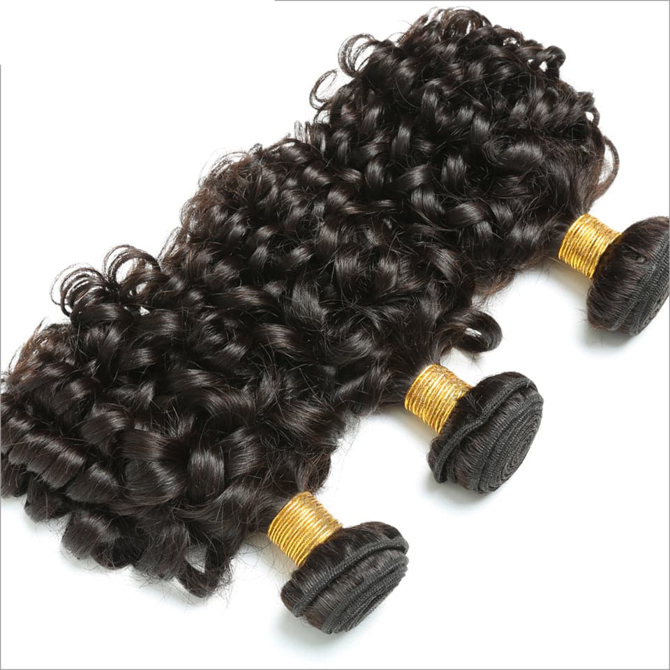 Bouncy Curly 4 Bundles avec 4x4 Lace Closure Indian Virgin Hair Extensions