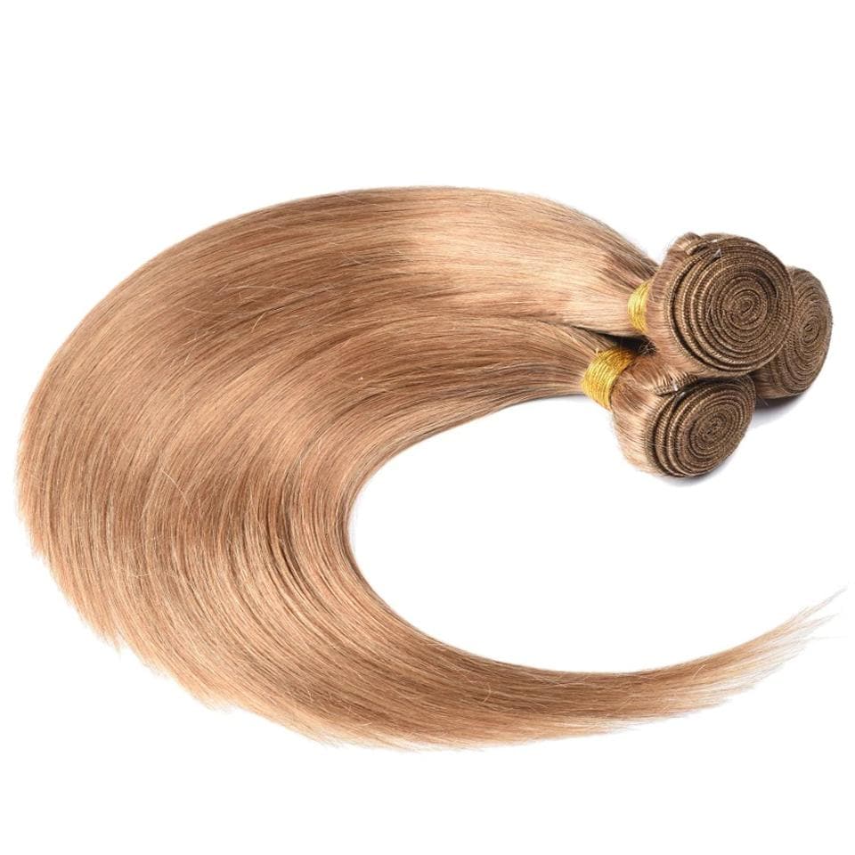 lumiere #27 light Brown Straight Hair 3 Bundles With 13x4 Lace Frontal Pre Colored Ear To Ear - Lumiere hair