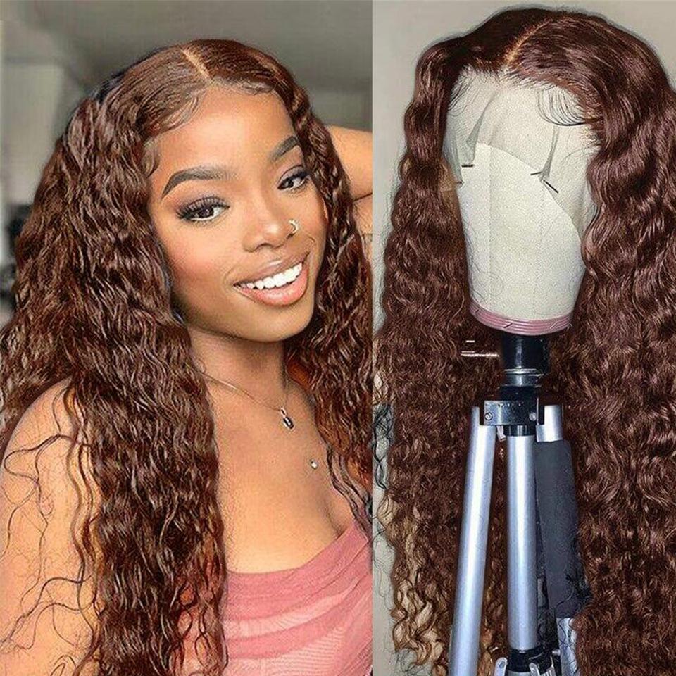 Perfect Chocolate Brown Kinky Curly Transparent Lace Wig For Women