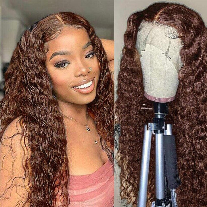 Perfect Chocolate Brown Kinky Curly Transparent Lace Wig For Women