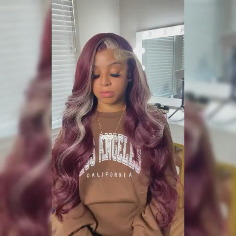 #99J With #613 Color Body Wave HD Lace Frontal / Closure Wig Human Hair