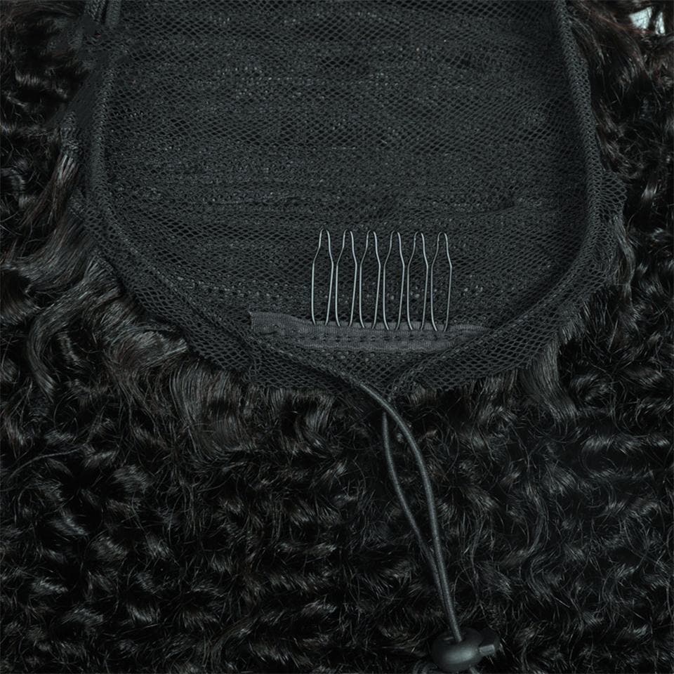 Ship In 24Hours-Lumiere Kinky Curly Drawstring Ponytail Brazilian Human Hair For Women Extensions