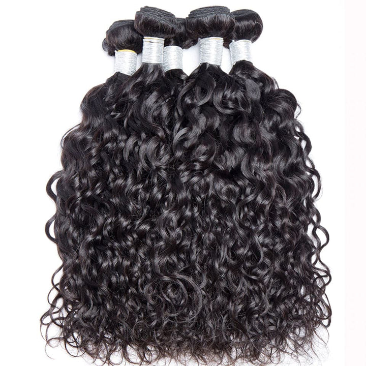 Water Wave 4 Bundles With 13x4 Lace Frontal Brazilian Human Hair