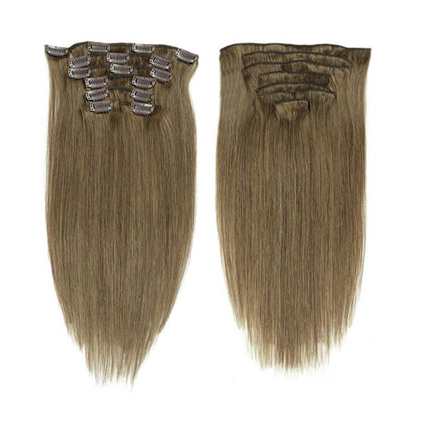 #8 Pince à cheveux droite dans les extensions de cheveux humains 7 pièces/ensemble 120G
