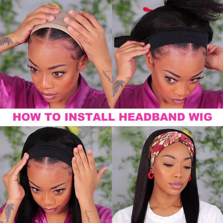 Highlight #4/27 & #4/30 Color Body Wave Headband Human Hair Wigs