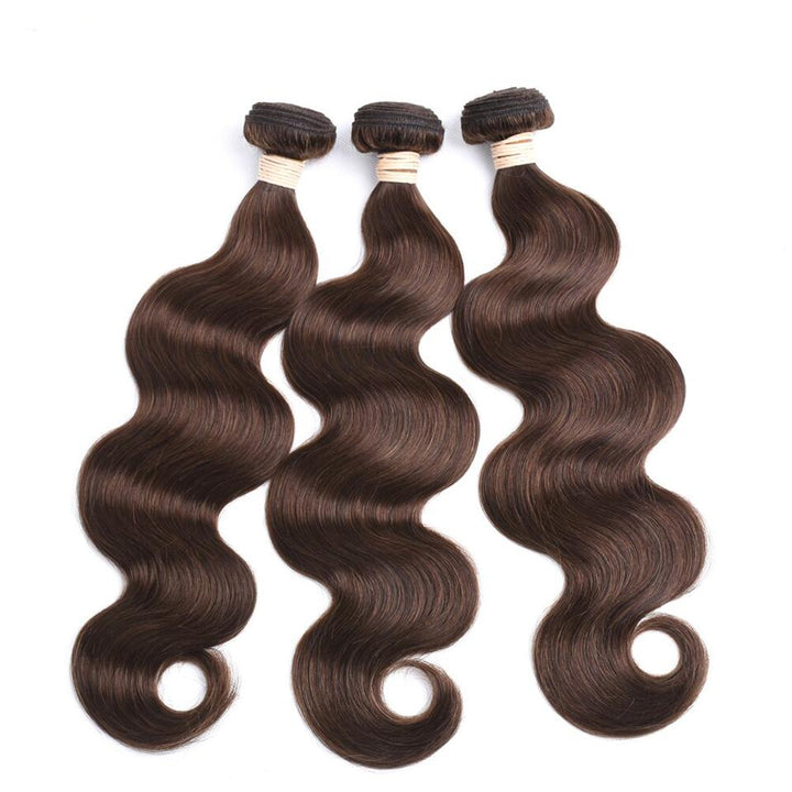 lumiere #4 Brown Body Wave 4 Bundles With 13x4 Lace Frontal Pre Colored Ear To Ear - Lumiere hair