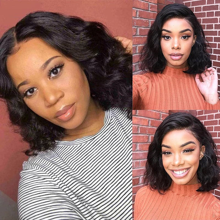 Lumiere Body Wave Short Bob 13x1 T-Part Lace Front Human Hair Wigs