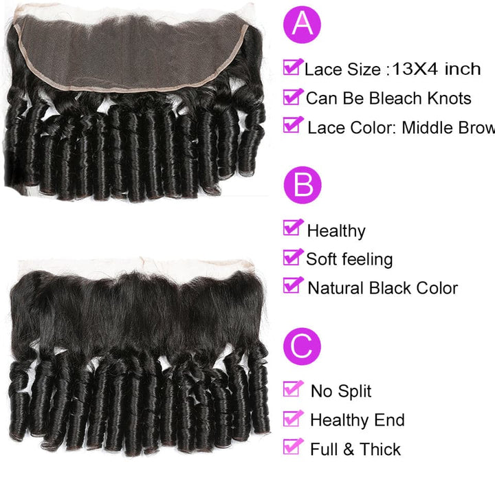 Bouncy Culry Human Hair 3 Bundles with 13x4 HD Lace Frontal Brazilian Hair for Women