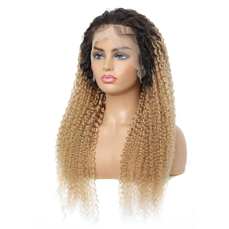 Lumiere 1B/27 Ombre Kinky Curly 4x4/5x5/13x4 Lace Closure/Frontal 150%/180% Density Wigs For Women Pre Plucked