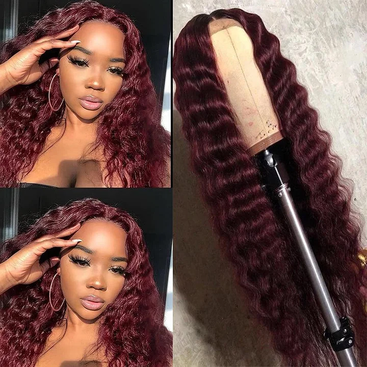 #99J Deep Wave 4x4/5x5/13x4 Lace Closure/Frontal 150%/180% Density Wigs For Women