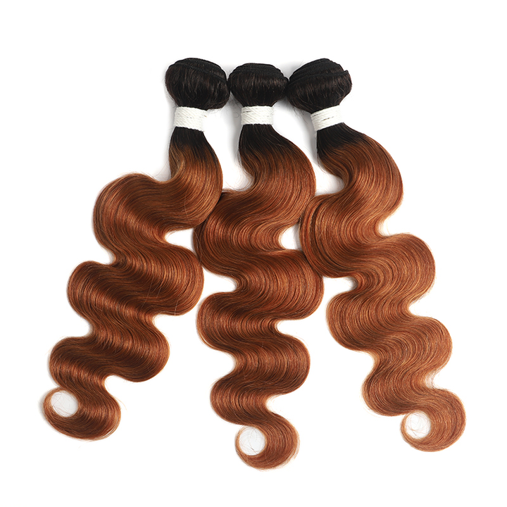 Ombre 1B/30 Body Wave 3 Bundles With Closure 4x4 pre Colored 100% virgin human hair - Lumiere hair