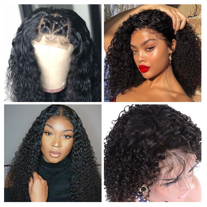 Pretty Kinky Curly 13x4/360 Lace Frontal Wigs virgin Hair Pre-Plucked Hairline 150% 180% Density