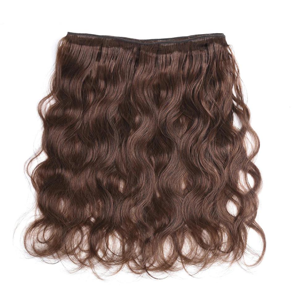 lumiere #4 Brown Body Wave 4 Bundles With 13x4 Lace Frontal Pre Colored Ear To Ear - Lumiere hair