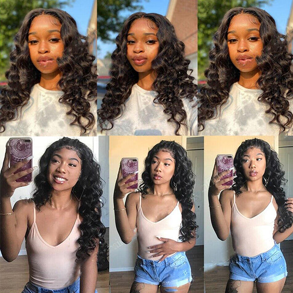 Peruvian Loose Wave Hair Weave 3 Bundles With Closure 4x4  HD Lace Closure 100% huamn hair