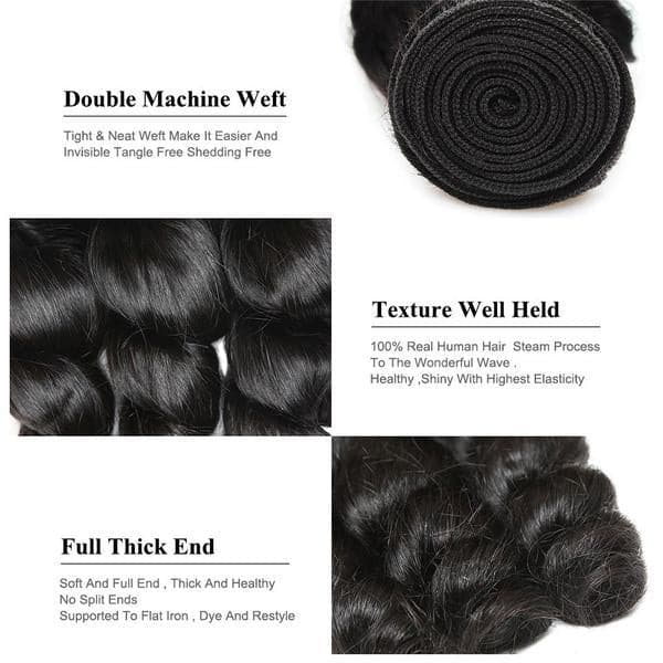 lumiere 4 Bundles Malaysian Loose Wave Virgin Human Hair Extension - Lumiere hair