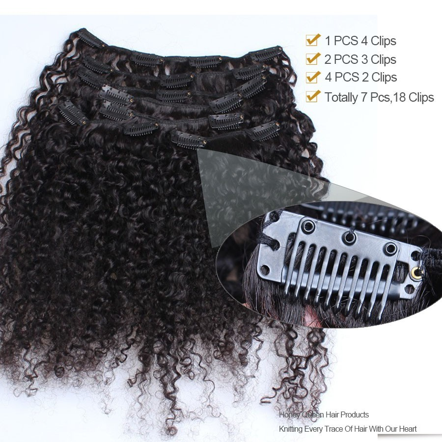 Kinky Curly Clip In Human Hair Extensions 8 Pieces/Set 120G Ship Free