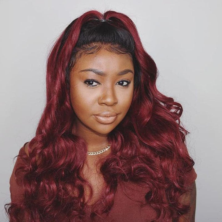 Lumiere 1B/99J Ombre Body Wave 4x4/5x5/13x4 Lace Closure/Frontal 150%/180% Density Wigs For Women Pre Plucked
