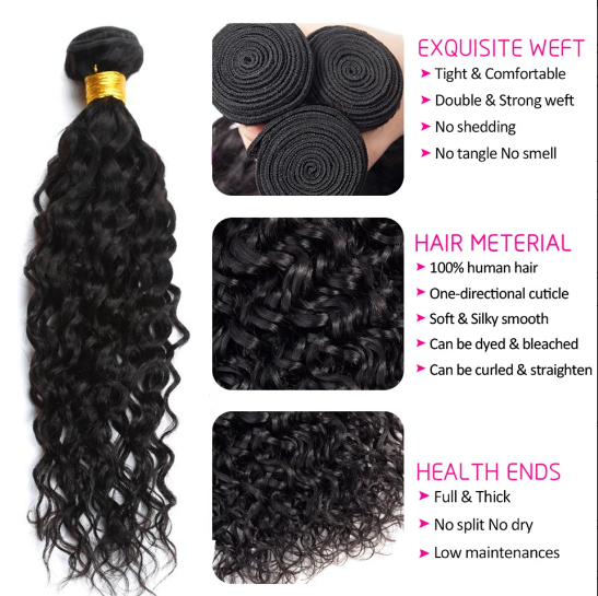 lumiere 2 Bundles water wave Virgin Human Hair Extension - Lumiere hair