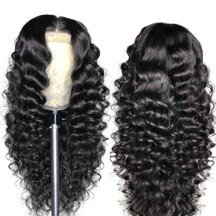 AMZ Lumiere Loose Deep Wave 13x6x1 T Part Lace Frontal Wig Human Hair Wavy Wigs for Women