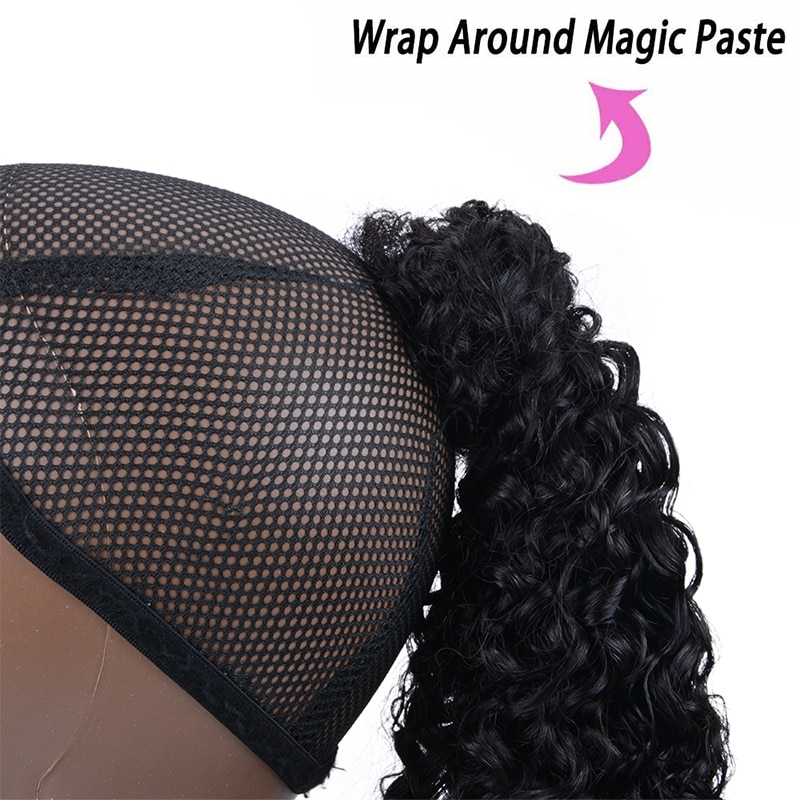 Ship In 24Hours-Lumiere Kinky Curly Wrap Around Ponytail Human Hair Extensions Natural Color Hairpiece