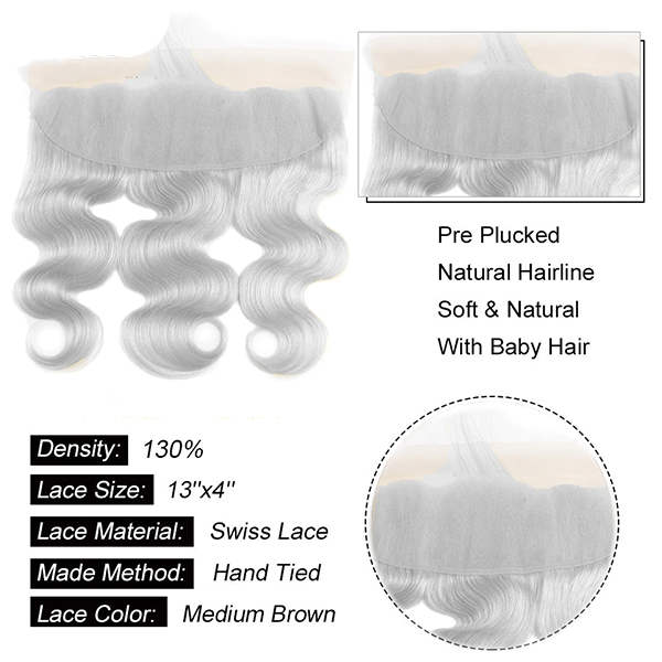 Silver Grey Body Wave One Piece 13x4 HD Lace Frontal