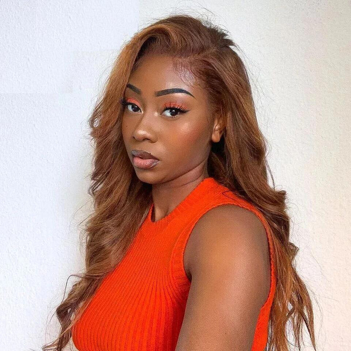 Body Wave Ombre Brown 4x4/13x4  Lace Front Human Hair Wig Brazilian Skunk Stripe Colored HD Lace Wigs