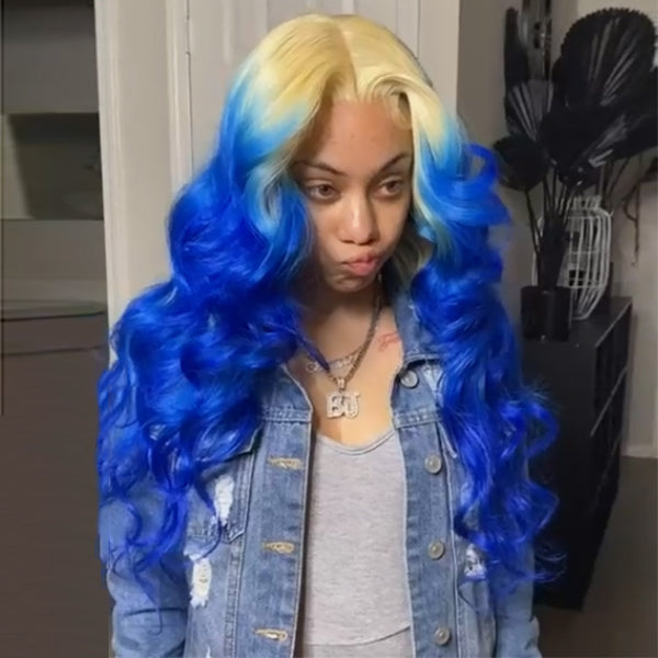 613 & Blue Ombre Color Body Wave 13X4 / 4X4 Lace Front Wig For Women