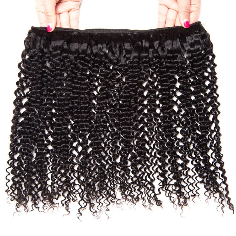 lumiere Malaysian Virgin Hair Kinky Curly 3 Bundles with 13*4 Lace Frontal