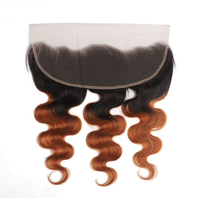 lumiere 1B/30 Ombre Body Wave 3 Bundles With 13x4 Lace Frontal Pre Colored Ear To Ear