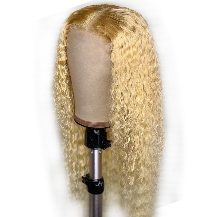 613 Blonde Water Wave T Part Lace Human Hair Wig For Women