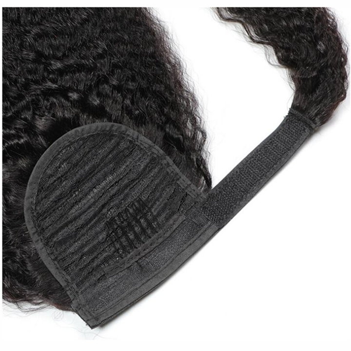Ship In 24Hours-Lumiere Kinky Curly Wrap Around Ponytail Human Hair Extensions Natural Color Hairpiece