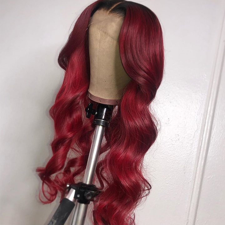 Lumiere 1B/BURG Ombre Body Wave 4x4/5x5/13x4 Lace Closure/Frontal 150%/180% Density Wigs For Women Pre Plucked