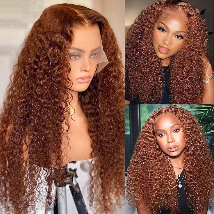 #33 Kinky Curly Lace Frontal Human Hair Wig for Women 150%/180% Density