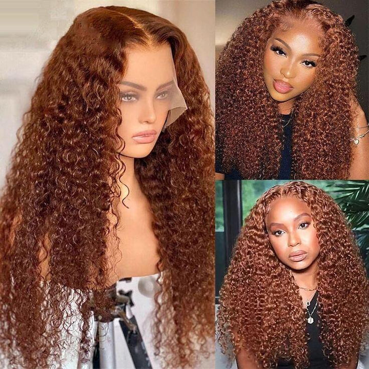 #33 Kinky Curly Lace Frontal Human Hair Wig for Women 150%/180% Density