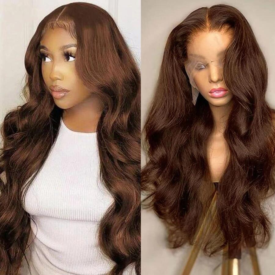Chocolate Brown 150% 180% Density Body Wave HD Lace Frontal Wig For Women