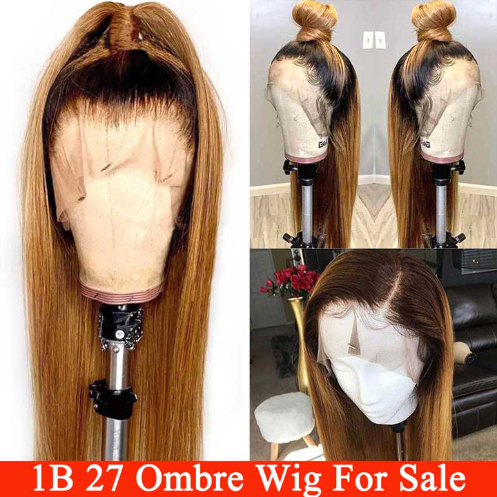 Lumiere 1B/27 Ombre Straight Lace Frontal/Closure wigs virgin human hair with baby hair - Lumiere hair