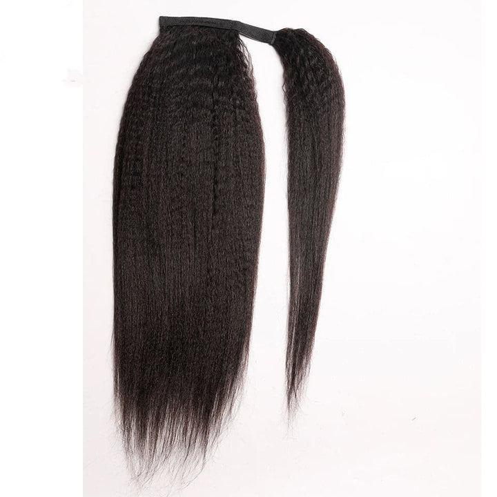 Ship In 24Hours-Lumiere Kinky Straight Wrap Around Ponytail Human Hair Brazilian Extensions For Women