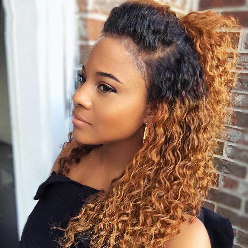 Lumiere 1B/30 Ombre Kinky Curly 4x4/5x5/13x4 Lace Closure/Frontal 150%/180% Density Wigs For Women Pre Plucked