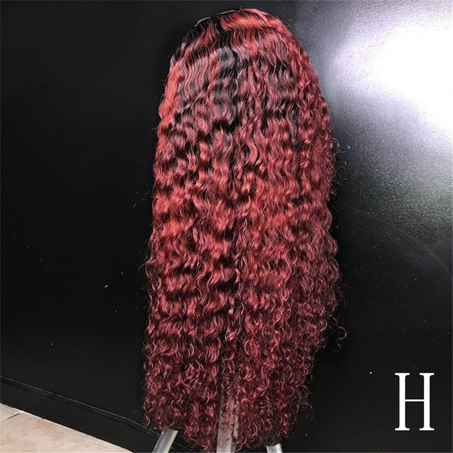 Lumière 1B/99J Ombre crépus bouclés 4x4/5x5/13x4 fermeture à lacet/frontal 150%/180% densité perruques pour femmes pré-plumées