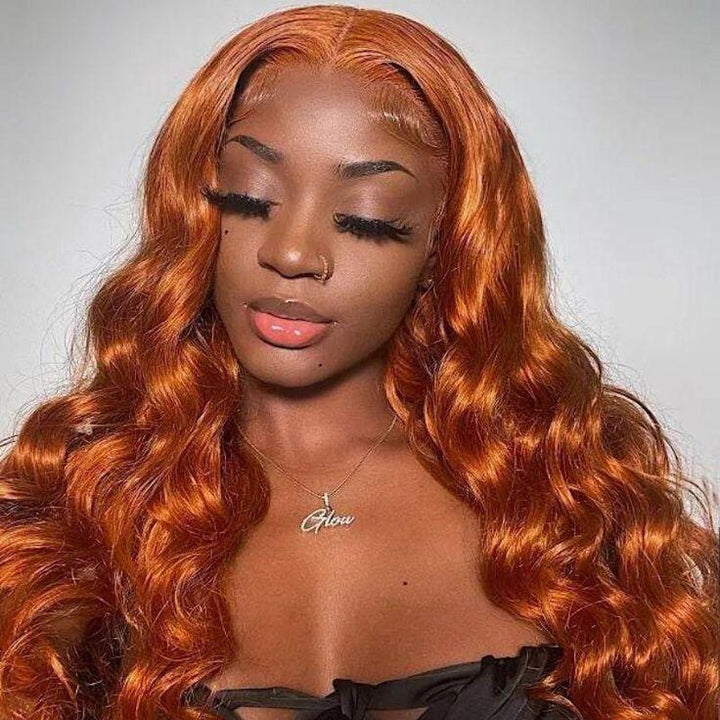 #350 Ginger Body wave T Part / Lace Frontal Human Hair Wigs For Women
