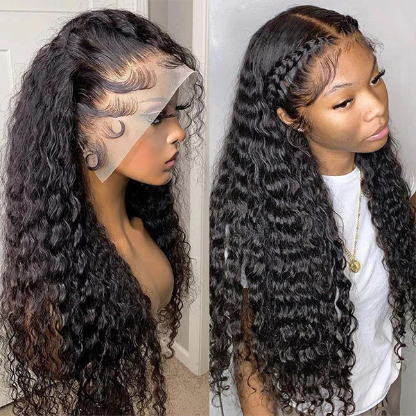 150% 180% Density Lace Frontal /Closure Deep Wave Human Hair Wigs Pre Plucked With Baby Hair - Lumiere hair