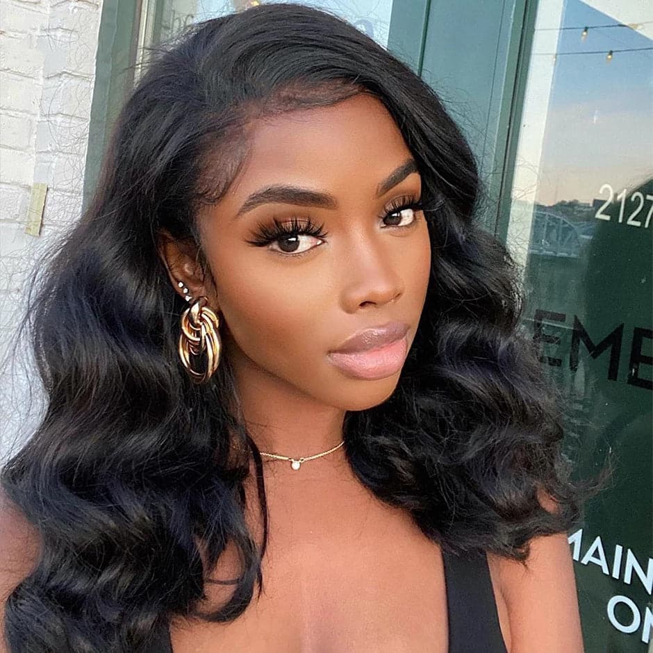 Loose Wave 13X4 Lace Front Short Bob Wigs Pre-Plucked Natural Color