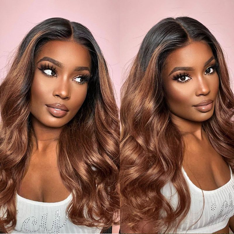 Lumiere 1B/30 Ombre Body Wave 4x4/5x5/13x4 Lace Closure/Frontal 150%/180% Density Wigs For Women Pre Plucked