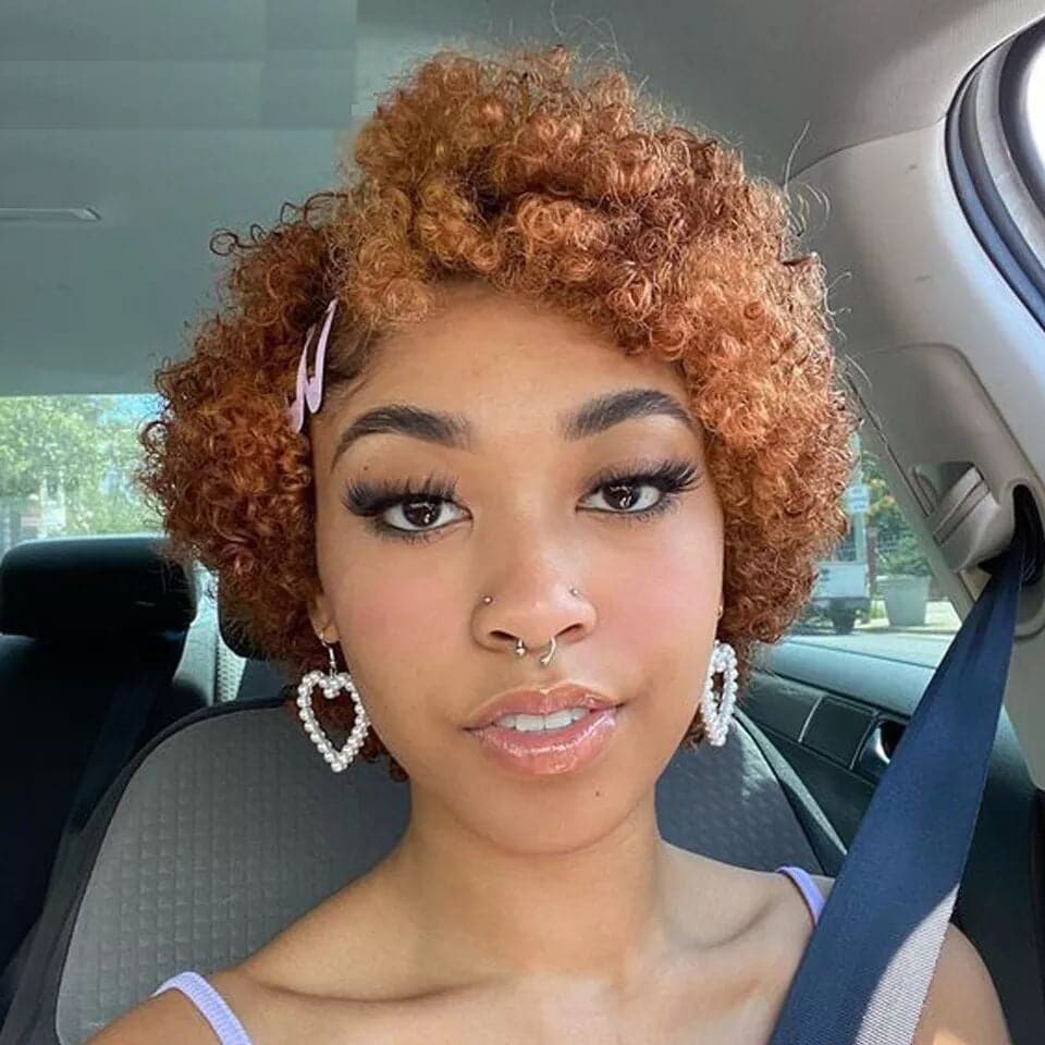 Ship In 24Hours-Lumiere Curly Hair Ombre Colored T/27 Short Pixie Cut Wig For Women 13x4x1 Side Part Wigs