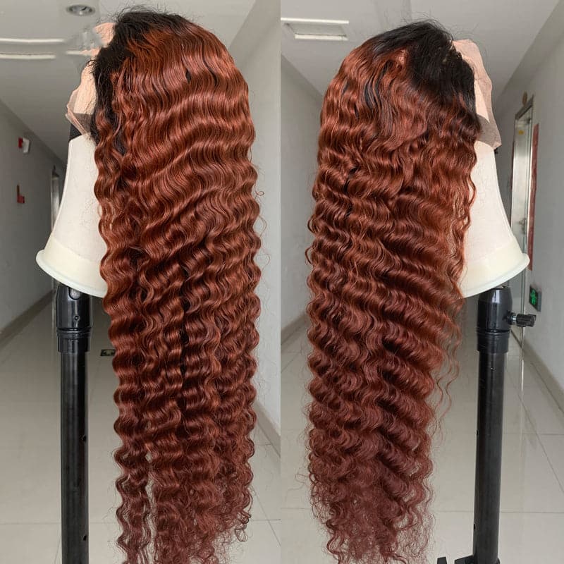 1B/33 Ombre Loose Deep Wave HD 13x4 & 4x4 & 5x5 Lace Frontal Wig Colored Human Hair