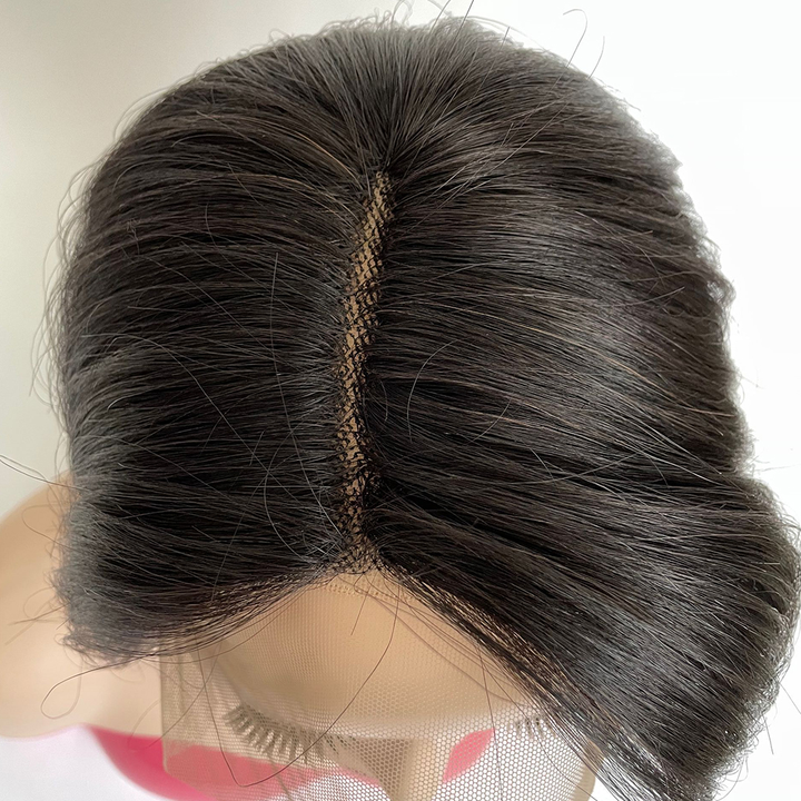 Natural Black 13x1 T Lace Side Part Straight Short Pixie Cut Bob Wigs For Women