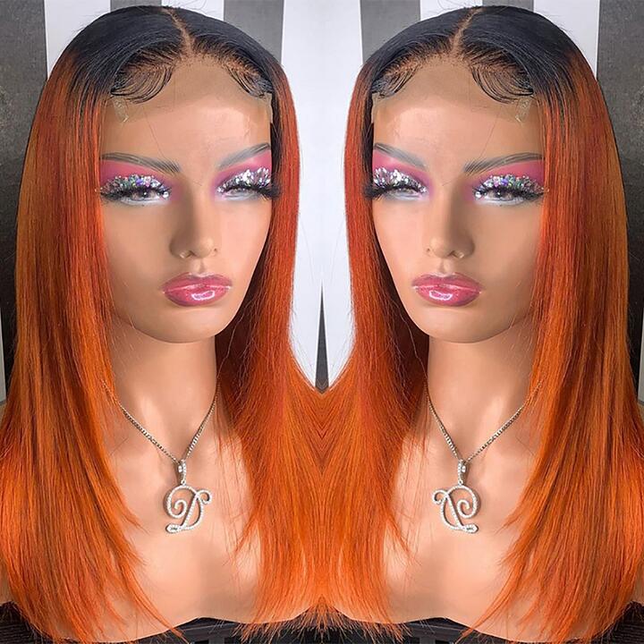 1B/350 Ginger Straight HD Transparent Lace Front Human Hair Wig For Women